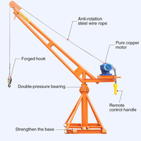 Mini-grue de levage 500 kg, grue à flèche articulée 360 degrés avec palan électrique pour la construction extérieure et l'industrie