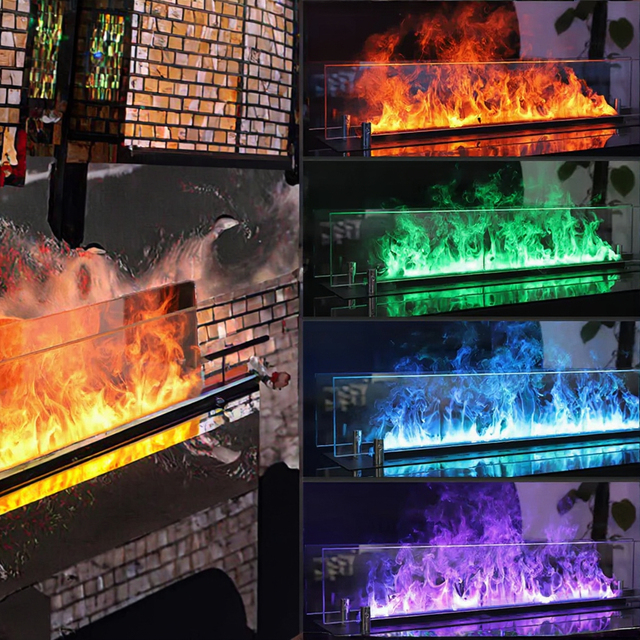 Luxury Smart 1500mm Voice Control 3D Electric Fireplace Steam LED Flame Adjustable Remote Control Electric Fireplace