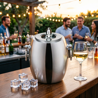 Refroidisseur de bière portable moderne et personnalisé pour la maison et le commerce, luxe européen, seau à glace en acier inoxydable à double paroi 1L/2L pour bar KTV