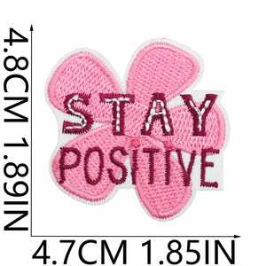 New Iron on Embroidery <b>pink</b> Series Positive Phase Letter Good Job Stay Positive Patch for Clothes Hat Decoration Gift - Product Image 6