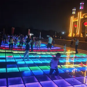 Hot Sale Interactive Full Color Digital Magnetic Dancing Floor Portable Glass White Led Dance Floor Panels Wedding Party Event