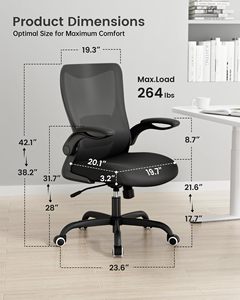 Silla de oficina de malla negra de Venta caliente con soporte lumbar Base de metal Silla ejecutiva Silla reclinable giratoria con reposabrazos abatible - Product Image 2