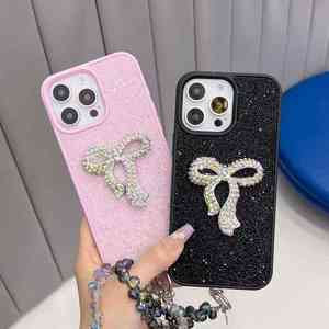 Funda para Teléfono Móvil con Correa de Muñeca y Protección 360° de <span class=keywords><strong>PC</strong></span> Rígido con Cuentas y Dijes de Mariposa con Brillantina de Diamantes para 16 - Product Image 3