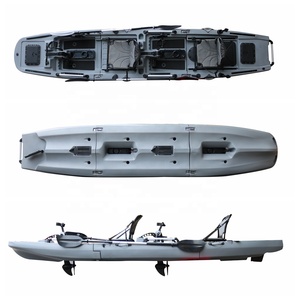 Kayak de pêche modulaire à pédales détachable avec moteur électrique, <span class=keywords><strong>canoë</strong></span> sportif en 3 sections, facile à installer, 4,36 m, 3 ans, 2 pièces - Product Image 2