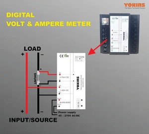 มิเตอร์วัดแรงดันและกระแสไฟฟ้าดิจิตอล YOKINS Y9-DVA, 1-100VDC, 75mV Shunt, 45-270V AC/DC, ขนาด 96x96 มม. แบบติดตั้งบนแผง - Product Image 3