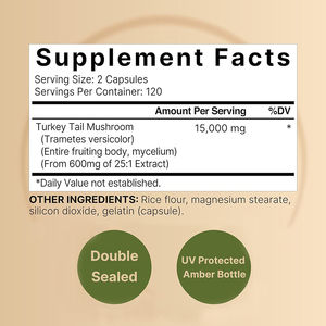 OEM özel etiket türkiye kuyruk mantar kapsül bağışıklık sağlık bitkisel takviyeleri mantar kapsül - Product Image 2