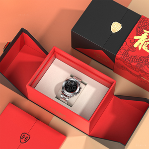 Sang Trọng Chất Lượng Cao Biểu Tượng Tùy Chỉnh Các Tông Màu Đen Giấy Quà Tặng Bao Bì Hiển Thị Đồng Hồ Duy Nhất Hộp Trường Hợp Với Gối Bọt Chèn - Product Image 2