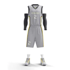 Plain basketball jersey design grau farbe custom basketball uniform