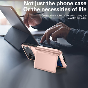 Ẩn Thẻ Ví chức năng thiết kế 2-in-1 TPU trường hợp điện thoại cho <span class=keywords><strong>Iphone</strong></span> 17 Pro Max chống sốc Bìa chủ thẻ điện thoại di động trường hợp - Product Image 3