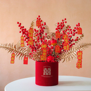 Seau de 66 fleurs artificielles rouges porte-bonheur pour la décoration de la maison et les célébrations de déménagement - Product Image 3