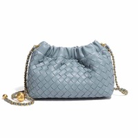 Sac Seau Coréen Tendance Printemps 2025 en PU pour Femme avec Chaîne, Sac Bandoulière Élégant à Motif Géométrique Réglable