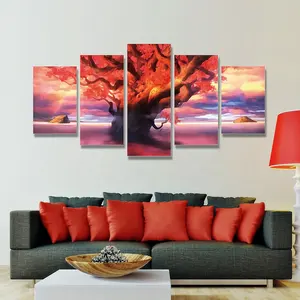 Fabrika çıkış manzara resimleri ağaçları akrilik duvar sanat cam çerçevesiz resim