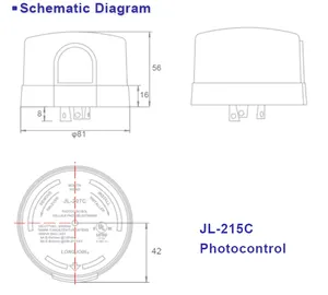 Sensor Cahaya Fotosel Luar Ruangan JL-215C Lebih Tinggi dari Faktor Daya JL-205C