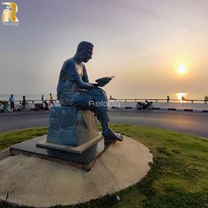 광장 관광 명소 장식 남자와 벤치 청동 조각 - Product Image 2
