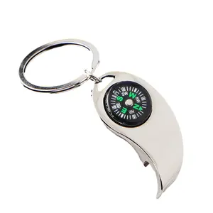 Sliver Metal Alloy Creative Compass Bottle Opener Keychain Whistle Shaped Compass