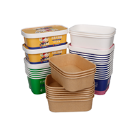 Ensaladera Rectangular de Papel con Tapa, Contenedor Personalizado de Comida Rápida para Llevar, Ensaladera de Papel Ecológico Desechable