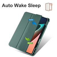 Étui intelligent pliable en trois parties pour Xiaomi Pad 5/5 Pro 11 pouces, étui magnétique pour tablette en cuir PU avec fonction de mise en veille/réveil automatique, transparent en acrylique