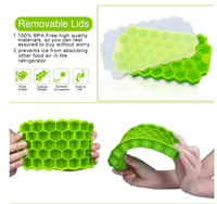 Moule à glaçons de haute qualité, 37 cavités, design nid d'abeille, bac à glaçons hexagonal avec couvercle en silicone sans BPA
