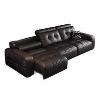 Sofá Seccional Modular de Cuero Genuino con Relleno de Esponja, Plegable y Ajustable, Multiusos, Estilo Italiano Minimalista Moderno