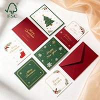Carte de vœux de Noël personnalisée en carton avec motifs sapin et flocon de neige, papeterie artistique, cartes de vœux personnalisées avec enveloppes