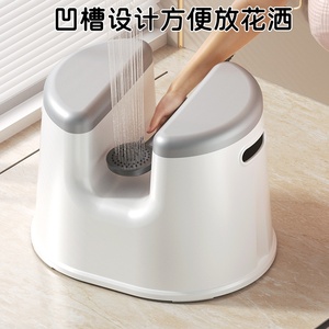 Tabouret de salle de bain de style japonais, chaise de douche 42x30x33cm, en plastique antidérapant pour personnes âgées, adultes enceintes, siège de toilette - Product Image 2
