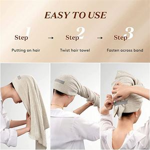 Serviette de séchage rapide en microfibre personnalisée avec logo, grande taille, avec bande élastique, pour cheveux longs et mouillés, idéale pour femmes et pour dormir - Product Image 4