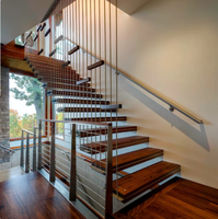 Escalier escamotable en bois de luxe Prima, escalier télescopique électrique à télécommande, escalier en acier pliable, escalier flottant
