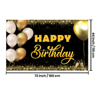110*180cm noir or étanche Polyester bannière drapeaux 30e 40e 50e joyeux anniversaire fête fournitures bienvenue porche signe