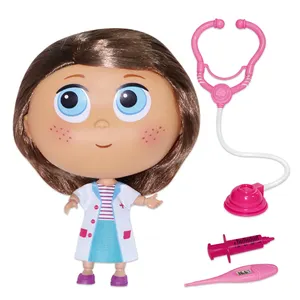 Однотонная кукла для девочек, 7,5 дюйма, кукла принцесса с большой головой из коричневых волос, игрушки для врачей, комплект для ролевых игр для девочек