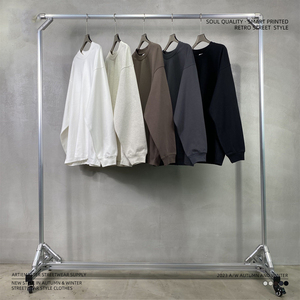 เสื้อยืดคอกลมแขนยาวสำหรับผู้ชายเสื้อยืดผ้าฝ้าย100% 385กรัมเสื้อยืดขนาดใหญ่เสื้อยืดคอกลมออกแบบโลโก้ได้ตามต้องการ - Product Image 3