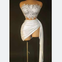 Ocstrade Vêtements de Mode pour Femmes Haut Corset à Paillettes Jupe Blanche Plateforme Scénique pour Spectacle Musical Costume de Danse Adultes