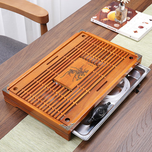 Rectangular Solid Wood <b>Tea</b> Tray With Stainless Steel Drain Kung Fu <b>Tea</b> <b>Set</b> Usage Durable - Product Image 1