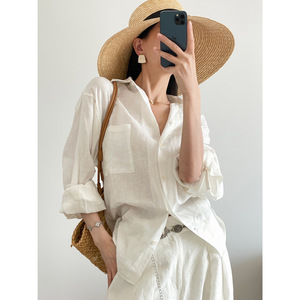 <span class=keywords><strong>Camicia</strong></span> da <span class=keywords><strong>donna</strong></span> in <span class=keywords><strong>lino</strong></span> a maniche lunghe per primavera ed estate, stile ampio e rilassato con un tocco di alta gamma, 260604019 - Product Image 3