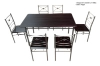 Ensemble de table à manger Good Choice, table en MDF+PVC avec 1 table et 4 chaises, ensembles de salle à manger intérieure 1+6 DS-069