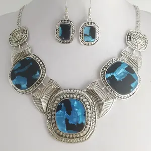 Collar y pendientes gruesos de cristal austriaco para mujer, conjunto de joyería