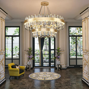 Klassieke moderne luxe villa ronde bruiloft kristallen LED kroonluchter voor hotel woonkamer verstelbare hoogte hanglamp - Product Image 6