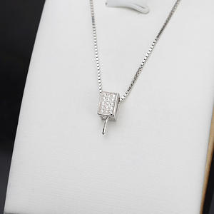 Colgante de Plata S925 con Accesorios Incrustados Hechos a Mano, Soporte Simple para Perlas DIY, para Mujer - Product Image 1