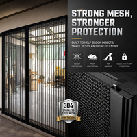Moustiquaire de porte pliante en acier inoxydable sur mesure, en maille diamantée, rétractable, pour portes pliantes de patio d'hôtel