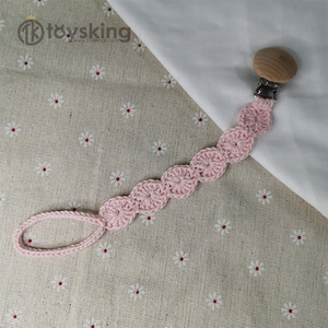 Clip para Chupete de Recién Nacido, Cadena de <span class=keywords><strong>Madera</strong></span> Suave con Juguete de Ganchillo de Conejo, Mordedor y Soporte para Chupete de Bebé - Product Image 6