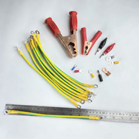 Câble spiralé vert-jaune 0,5/0,75/1 mm² avec pince de mise à la terre, câble enroulé 1 conducteur avec cosses, câble de terre en spirale