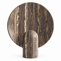 Lampe de table en travertin jaune, base ronde sculpturale en pierre, lumière G9 pour salon, chambre, entrée, décoration moderne pour la maison