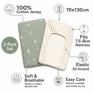 Sábanas Ajustables <span class=keywords><strong>para</strong></span> <span class=keywords><strong>Cuna</strong></span> <span class=keywords><strong>de</strong></span> Bebé, 100% Algodón Jersey, Suaves y Elásticas, <span class=keywords><strong>para</strong></span> Cunas y Cestas <span class=keywords><strong>de</strong></span> Bebé - Product Image 3