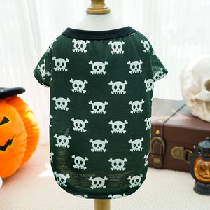 Gilet d'Halloween pour chien et chat, imprimé crâne, style fin, vêtements toutes saisons pour Teddy Bichon Pomeranian - Product Image 1