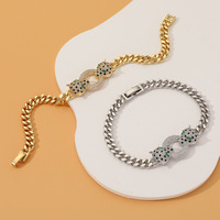 Bracelets à maillons en laiton plaqué or et argent avec double tête de léopard et zircon pour femmes et jeunes filles, bijoux cadeaux en gros