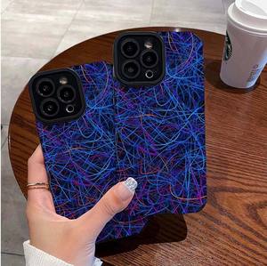 Viola blu giallo stampa linea TPU pelle artificiale <span class=keywords><strong>Cover</strong></span> per <span class=keywords><strong>Iphone</strong></span> X Xr Xs <span class=keywords><strong>11</strong></span> 12 13 14 15 16 17 Pro Max - Product Image 2