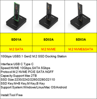 Base de Conexión de Doble Protocolo SATA NVME USB C para SSD, Estación de Acoplamiento de 10 Gbps USB 3.1 Gen2 M.2 NVME PCIE SATA NGFF