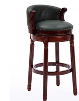 Chaise de bar haute design moderne en bois massif avec clous de saule Pivotant en cuir de vachette avec couche de tête Mobilier de restaurant élégant