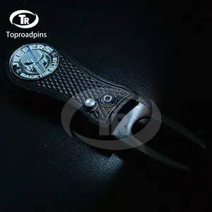 Custom Single Prong Fork Golf Divot Tool Zinklegering Roestvrij Staal Golfbal Marker Divot Tool