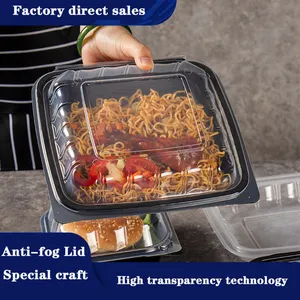 8 "9" двухцветные контейнеры для еды на вынос PP пластиковая противотуманная крышка Высококачественная коробка для хранения одноразовых гамбургеров