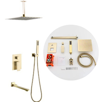 Douche de salle de bain en cuivre intégré en or brossé avec douche multifonctionnelle dissimulée Vente à chaud